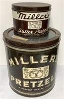 lot of 2 Miller's Pretzel Tins