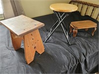 Wood footstool, wood bench, stool