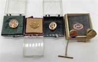 6 Coke, Pepsi Employee Service Pins, 10k gold