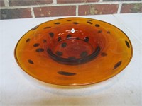 Large Amber Art Glass Bowl