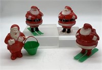 4 Plastic Santa Candy Containers, Rosbro & Irwin