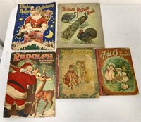 5 Vintage Childrens Books, Santa, Birds, others