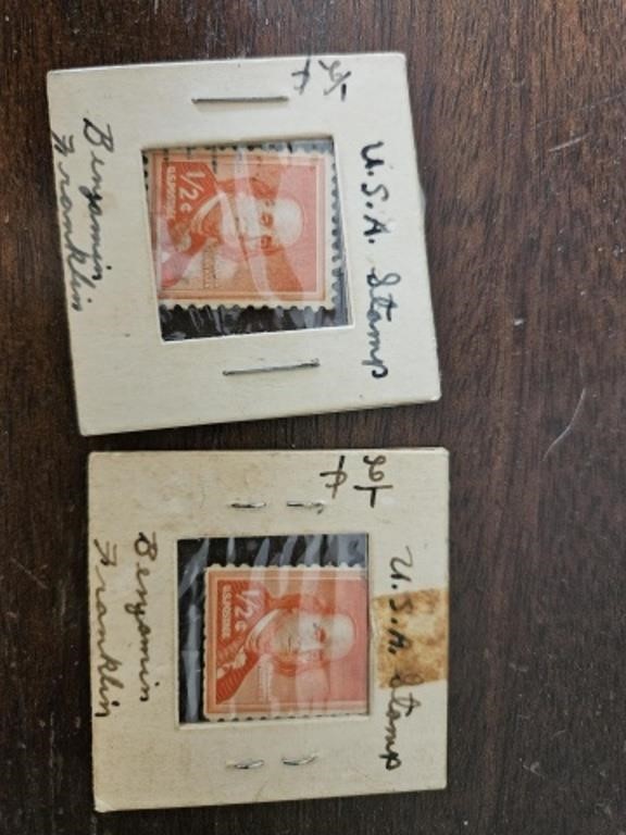 2 Benjamin Franklin 1/2 cent stamps