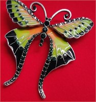 Detailed Enamelled Butterfly w/ Dark Green