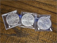 3 coins, each 1997-1 Ounce American Silver Eagle