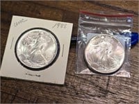 2 coins, 1988 & 1986 -1 Ounce American