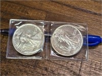 2 coins, 1987 -1 Ounce American Silver
Eagle