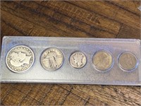 5 coin set, 1912 Barber Half, 1929 Standing