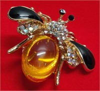 Rhinestone Enamel Jelly Belly Honey Bee Pin