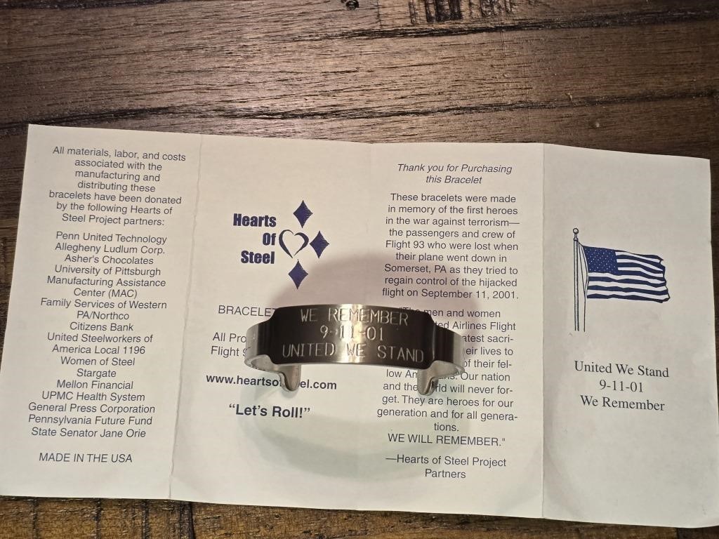 Hearts of steel bracelet we remember 9/11.01