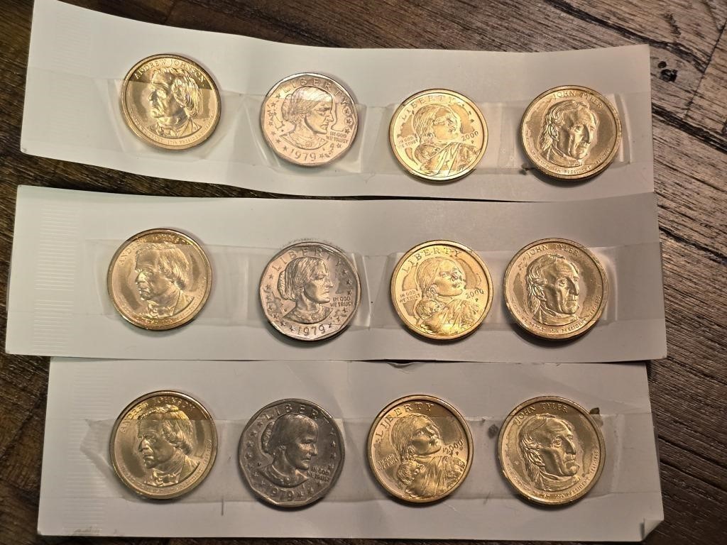 12 US dollar coins, 3 Andrew Johnson, 3 1979