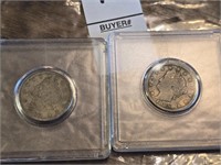 2 Liberty Head V Nickels 1889 & 1900