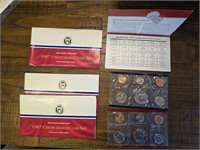 3 sets 1987 Uncirculated US Coin Sets with D &