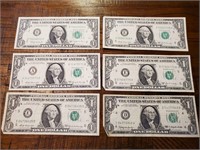 6 - $1 Bills