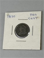 1830 Capped Bust Dime (90% Silver).