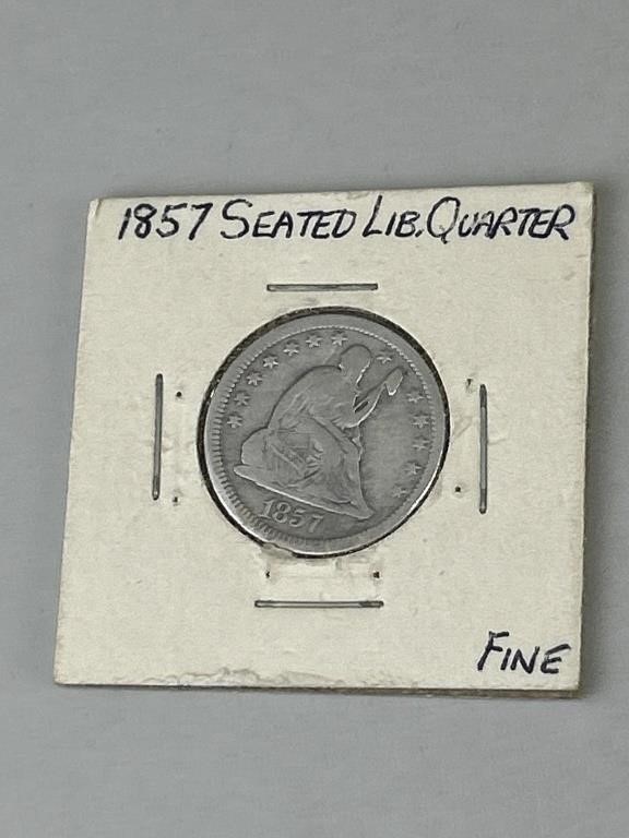 1857 Seated Liberty Quarter (90% Silver).