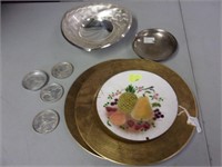 Gold Chargers/Anniversary Bowl/Silver Tray/Etc