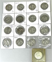 17 Walking Liberty Halves (90% Silver).