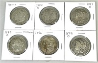 6 Morgan Silver Dollars.