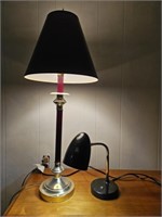 2 lamps - maroon and blk desk lamp