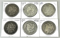 6 Morgan Silver Dollars.