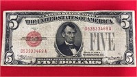 1928 B Five Dollar Red Seal Note