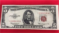 1953 C Five Dollar Red Seal Note