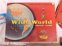 1957 Wide World Travel game complete w/ 6 metal