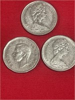 3 Canadian 5 cent 1973,1950, 1975