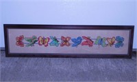 1992 cross stitched yard long butterfly picture,