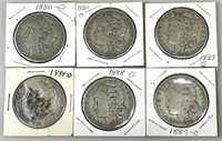 6 Morgan Silver Dollars.