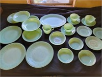 Large lot - 1950s Fire King Jadeite ribbed dishes