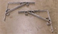 Pair iron shelf brackets, 12" x 16"