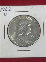1962 D Benjamin Franklin half dollar