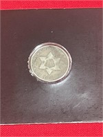 1853 Three Cent silver coin