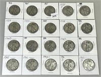 20 Walking Liberty Half Dollars (90% Silver).