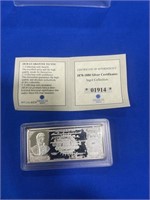 1880 $100 Monroe Silver Certificates Ingots