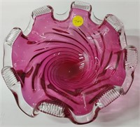 Heavy Cranberry Glass Bowl