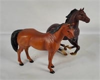 2 Vtg Plastic Horse Figures