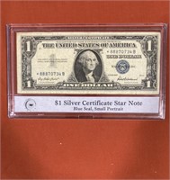 $1 Silver Certificate Star Note Blue Seal, Small