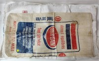 5 Old Feed Bags w/ Writing On Them, Size Large