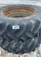 2 Tractor Tires, 18.4-38 on Universal Mount Rims