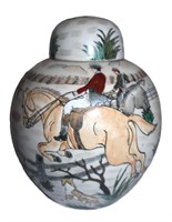 Chinese porcelain hunt scene ginger jar