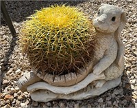 Resin Rabbit Planter w Live Cactus