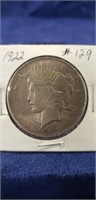(1) 1922 Peace Silver One Dollar Coin