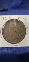 (1) 1923-S Peace Silver One Dollar Coin