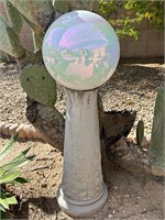 Iridescent Gazing Ball with Cement Base