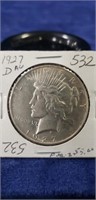 (1) 1927-D Peace Silver One Dollar Coin