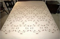 large hand embroidered coverlet 120" x 106"