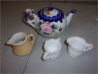 Milk Glass Creamer & Sugar/Mini Pitcher/Teapot